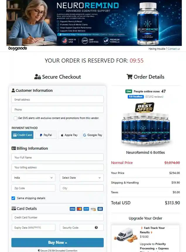 NeuroRemind NeuroRemind Order Page